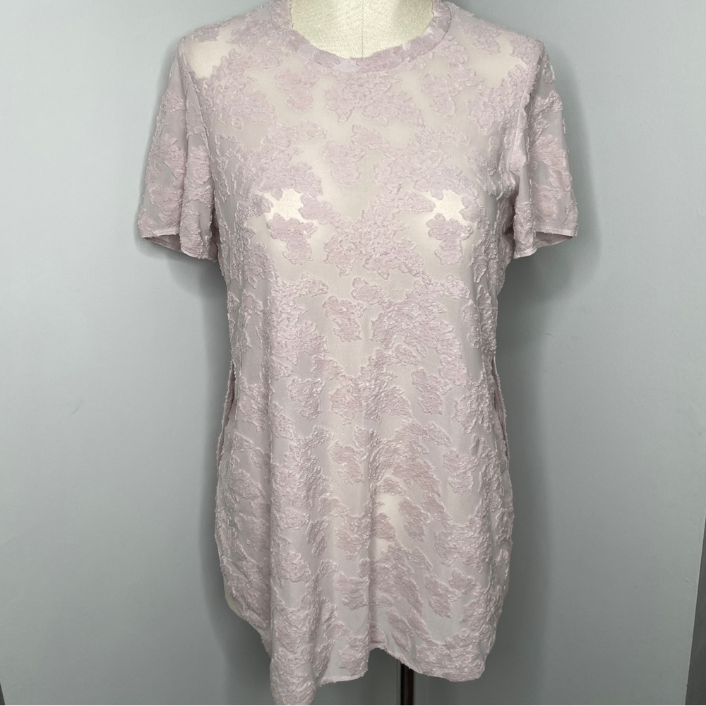 Wilfred Aritzia Velvet Burnout Top Small Floral Sheer Blouse Lace Tunic Sexy